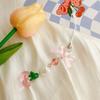 Cherry Tomato Pendant Keyring Sweet Keychain Backpack Decoration Bowknot Keyholder Phone Chain Jewelry Ornament Accessories