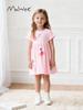 Malwee Children's Princess Summer Dress: New European & American Style, Round Neck, Short Sleeve, Trendy Design for Small & Medium Kids.