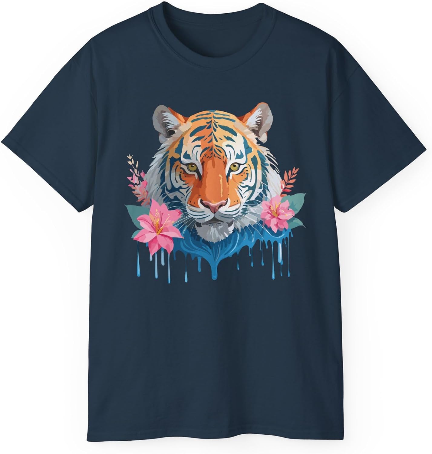 Tiger Graphic Design Tee, Tiger Shirt, Floral Vintage Tees, Art Design T-Shirt, Animal Graphic Tee, Animal Shirts 5 S