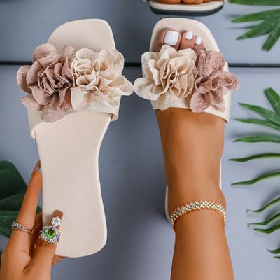 Large-sized Flower-shaped Flat Shoes Slippers Women's Casual Shoes Beach Flip-flops