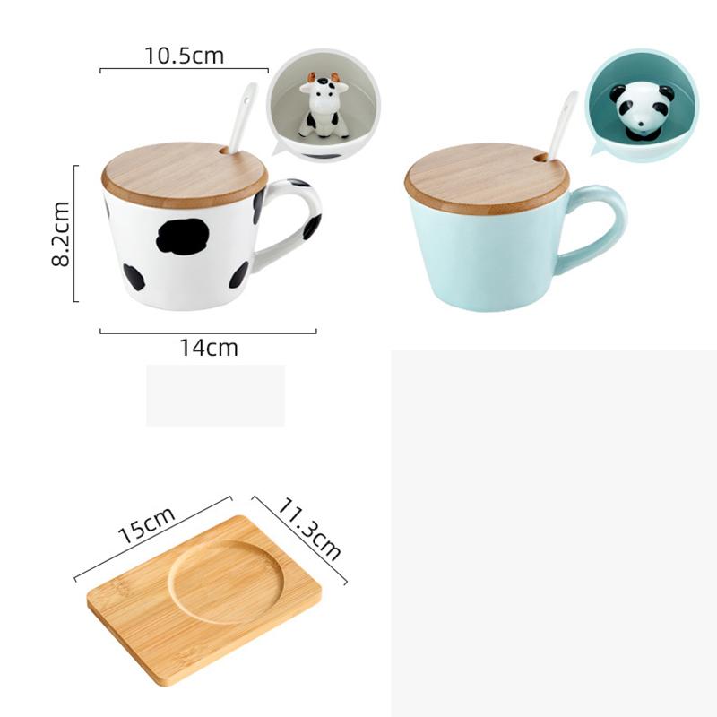 Cartoon Keramik Kaffeetasse Dreidimensionale Panda Dekoration Becher mit Deckel Löffel Exquisit Zuhause Frühstück Milchbecher Kinder Geschenk Neu