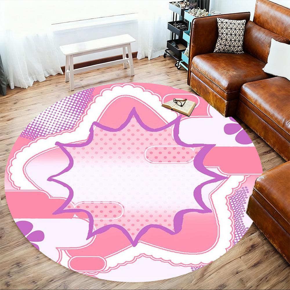 1PC Pink Pattern Office Round Area Rug, Under Office Chairs Bedroom Living Room Home Decor,Carpet for Office, -1110278