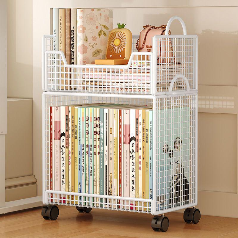 Mobile Under-Desk Bookshelf with Wheels for Students