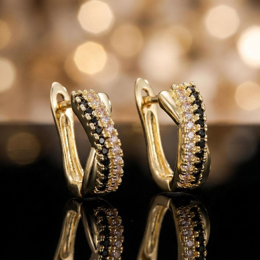 Delicate Zircon Hoop Earrings Light Luxury Women Earrings Temperament Clip Earrings Women