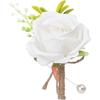 Boutonniere Boutonnieres Artificial Silk Roses White Beige Corsage Buttonhole Groomsmen Flowers for Men Wedding Accessories