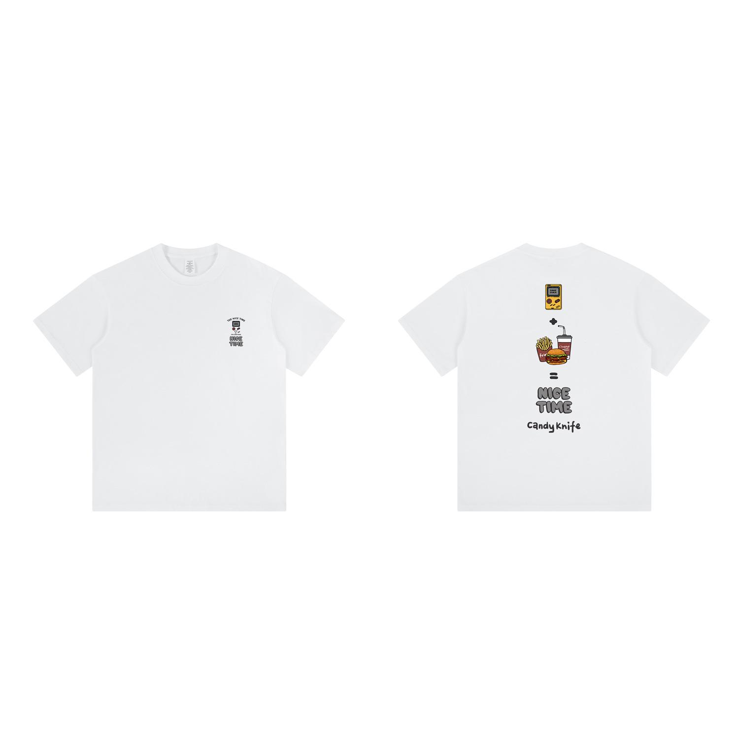 

Ретро мультяшная футболка с коротким рукавом - Модная, Свободная, Универсальный студенческий стиль 2XL белый