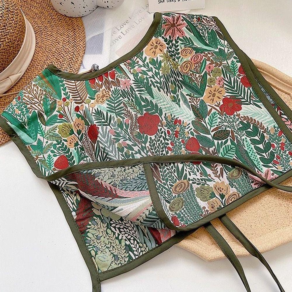 Motif Aléatoire Gilet Brodé pour Femmes Gilet Vintage à Lacets Mode Faux Col Capelet Féminin