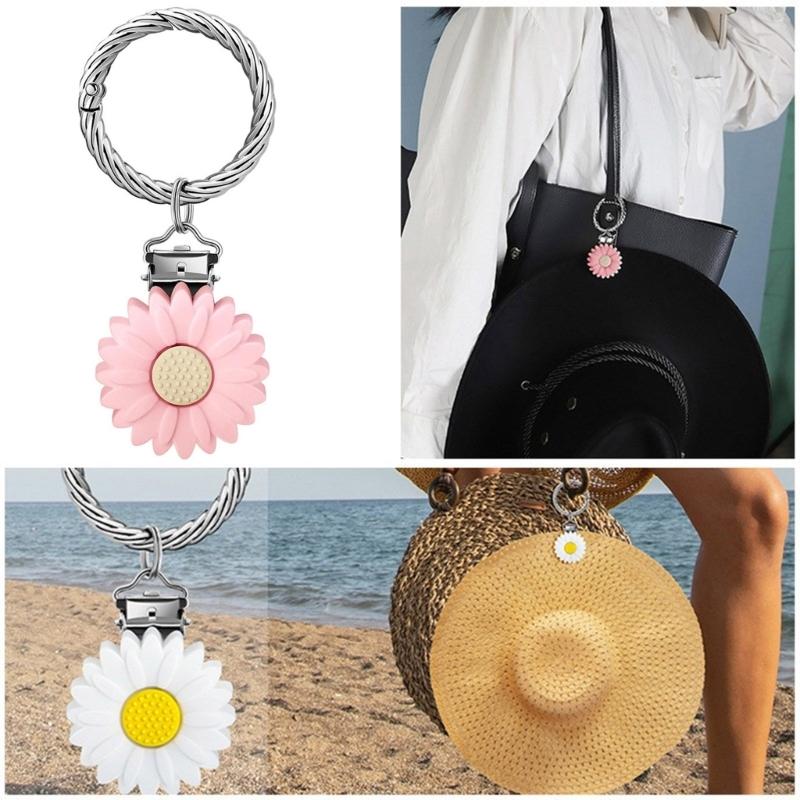 Versatile Keychain Bag Decoration Daisy Hat Clip Silicone Travel Accessory for Attaching Hat to Bag or Suitcase