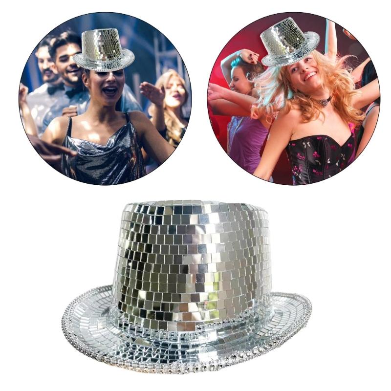 Pălărie Panama de vacanță, pălărie de top reflectorizantă, oglindită, strălucitoare, pentru carnavaluri, festivaluri de muzică, petrecere disco cool