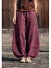 Women's Retro Ramie Sand-Washed Distressed Loose Lantern Pants for Meditation and Tai Chi