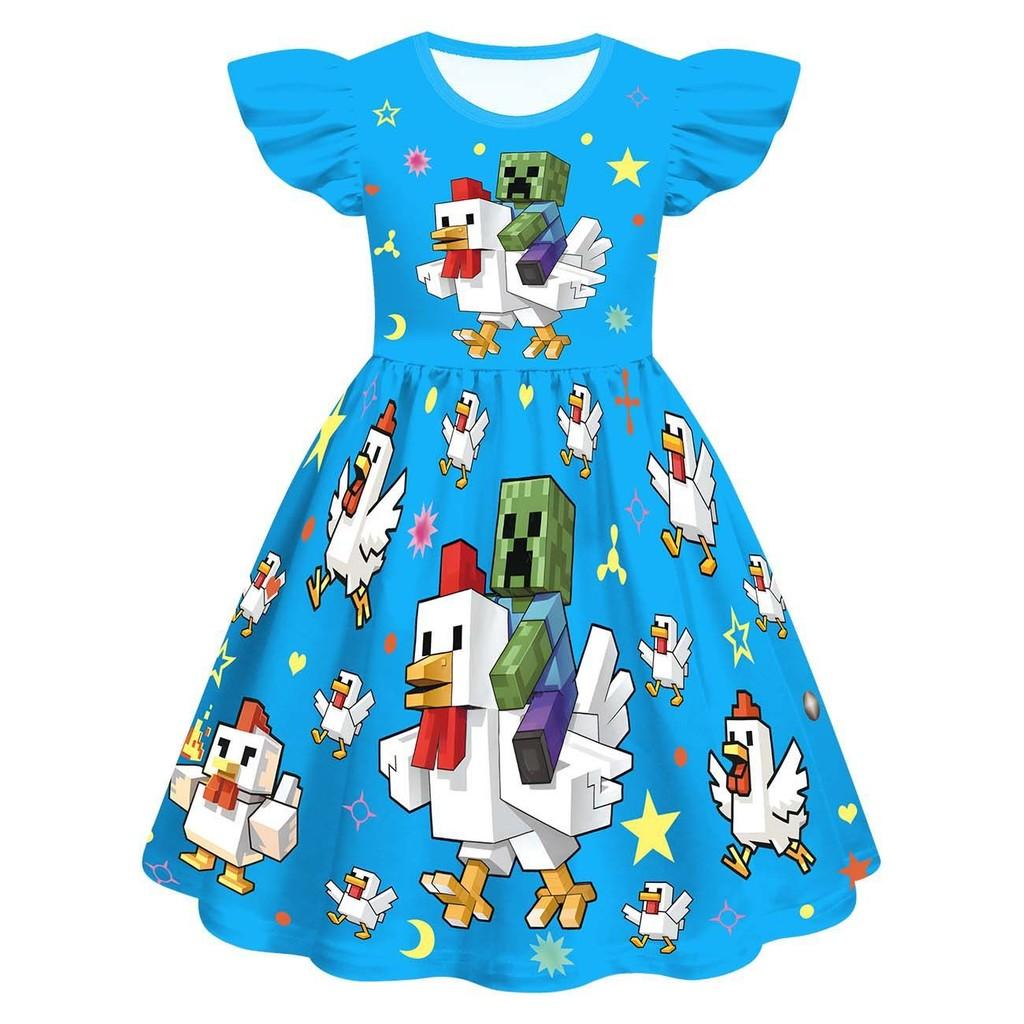 

Детский Девочки Игра Мультяшный ПРИНТ КУРИЦЫ Рюши Короткие Рукава Платье Наряд Ролевая Игра Хэллоуин Косплей Костюмы 160Cm