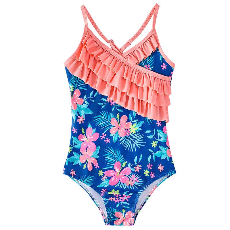 2023 Floral Ruffle One-Piece Swimsuit for Girls