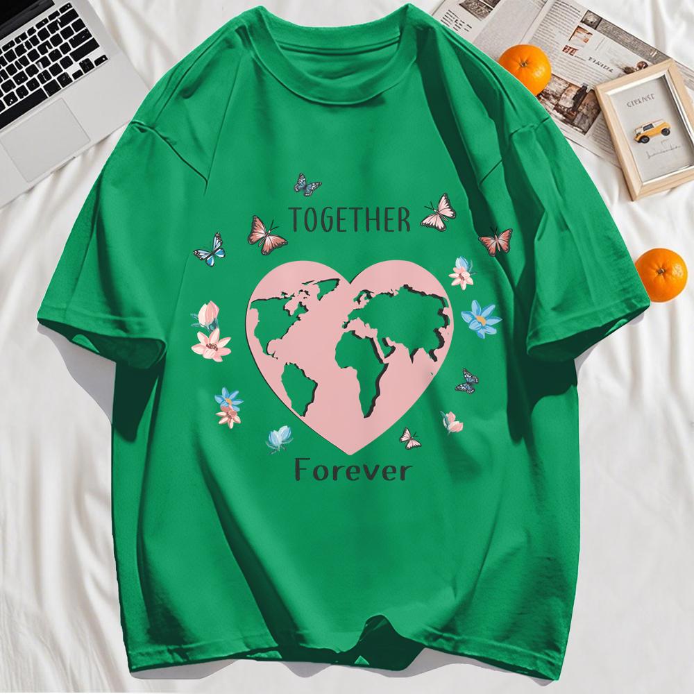 

Люблю этот мир вместе Принт Футболка Мужская Летняя Футболки с круглым вырезом Хлопковая Оверсайз Мягкие Топы 3XL