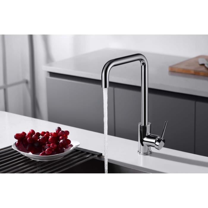 Robinet de cuisine - IMEX - Modèle LOIRA - Couleur gris - Finition chrome - Monotrou