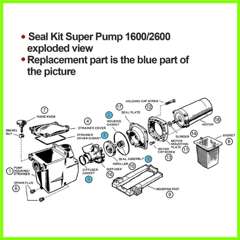 L5BD Replacement Pool Gasket Seal O-Ring Repair for SP1600 SP2600 2600X X
