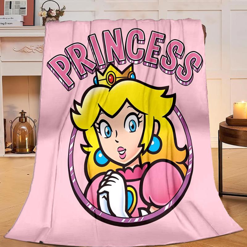 1PC Princess Peach Adventure Flannel Blanket Gift, Suitable for Both Men And Women, Soft Ideal for Beds And Sofa, Birthday Or Christmas Gift