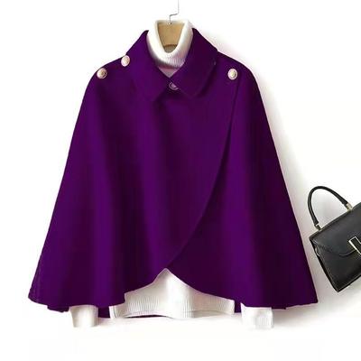 Herfst- en Winter Korte Wollen Jas met Elegantie en Veelzijdigheid Cape Jas voor Dames