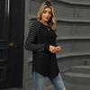 Women's New Clashing Stripes Splicing Round Neck Long Sleeve T-shirt Swallowtail Top