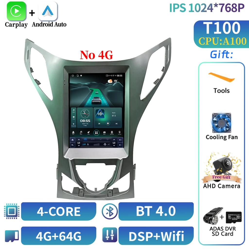 9.7" Android 14 For Hyundai Azera 2011-2012 Car Radio Multimedia Central  Navigation 4G GPS Carplay Android Auto Carplay Screen