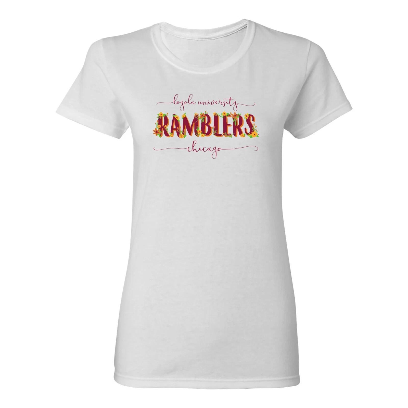 Loyola University of Chicago Ramblers Floral Womens T Shirt - White S