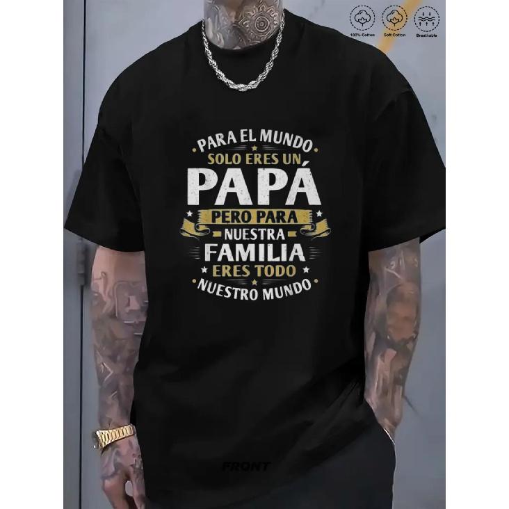 Men'S Spanish T-Shirt for Fathers | World'S Best Dad Graphic, Soft, Breathable Black, Loose Fit, Crew Neck, Long Sleeve, Ideal for Casual Wear and