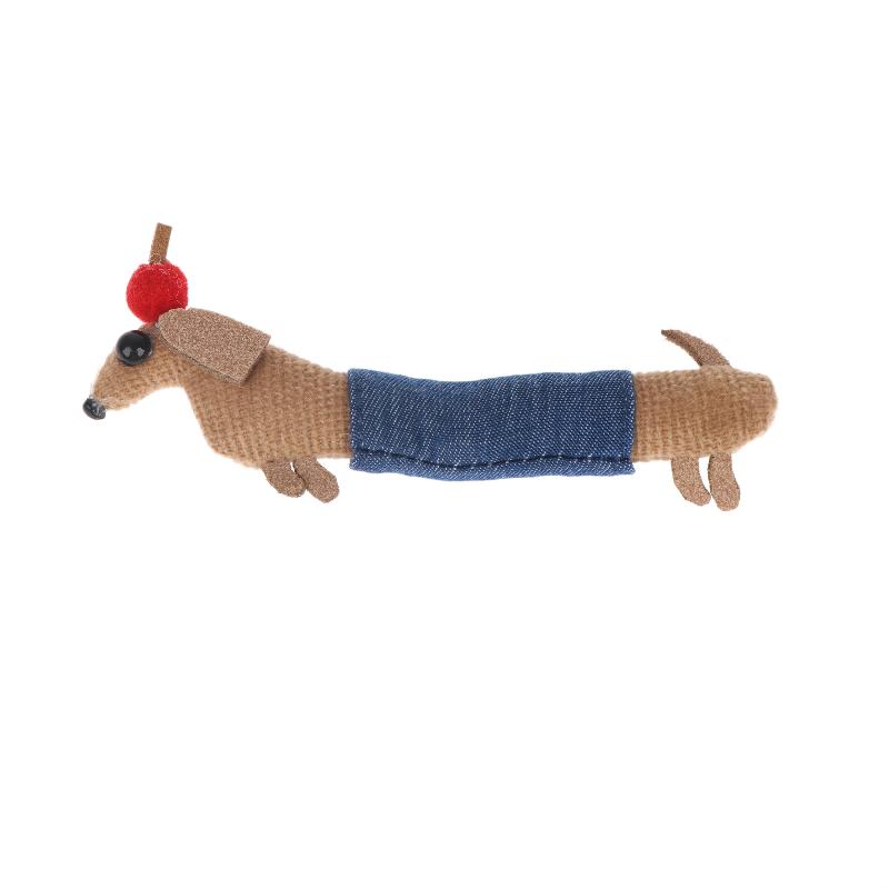 Cute Dachshund Cloth Doll Ornament Waterproof Surface Charm for DIY Brooch Keychain Hairpin Craft Home Decor