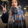 Christmas atmosphere New Year's red plaid scarf Women's winter versatile thickened senior sense Student warm scarf