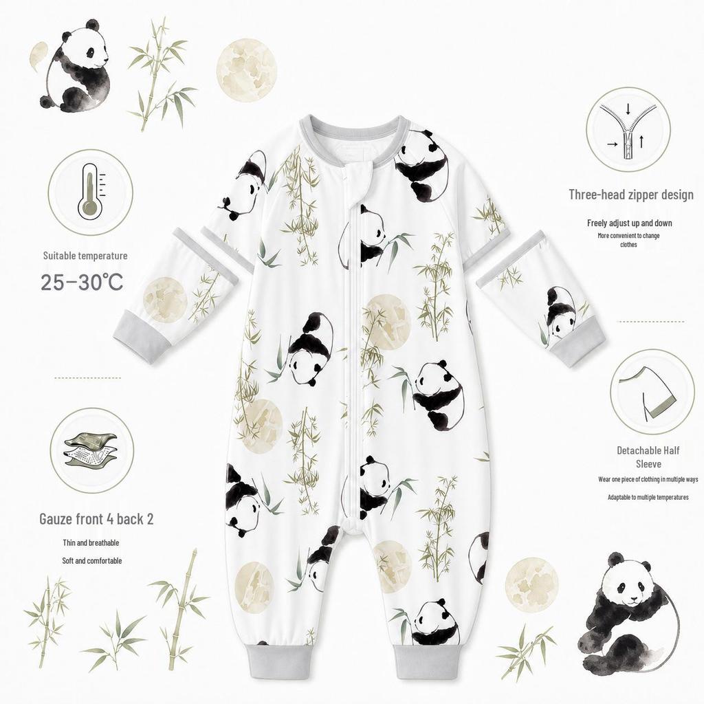 Bamboo Cotton Baby Sleeper: Split-Leg, Lightweight, Anti-Kick, All-Season Pajamas