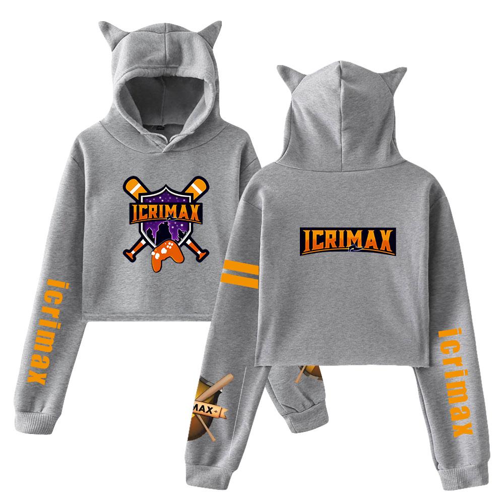 Short Hoodies Women Icrimax Printed Lady Sweatshirt Tracksuit Long Sleeve Female Cropped Top Fashion Korean Clothes Harajuku