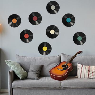 8PCS Vinyl Record Wall Stickers Decal DIY Transfer Belt Removability 24.5*24.5cm Mural Living Room Bedroom Home Decoration