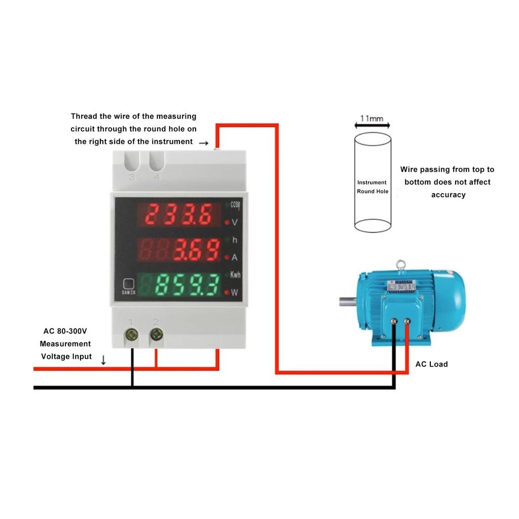 Jeffergarden Electricity Meter Monitor AC Digital Wattmeter Voltage Current Power Frequency Tester KWH Usage Meter 80-300V 0-100A