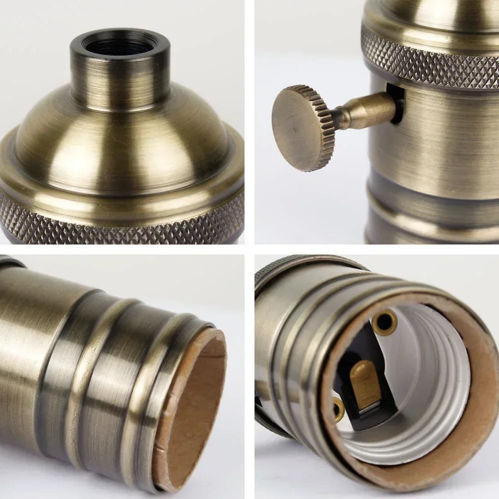 1/5PCS Vintage E26/E27 Retro Vintage Edison Industrial Light Bulb Lamp Holder Socket With Switch Copper Pendant Lamp Holder