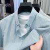 Men's Tencel Cotton Striped Short-Sleeve Shirt