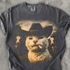 Lustiges Cowboy-Katzen T-Shirt, Meme Shirts, Geschenk für Katzenliebhaber, Scherzartikel, Comfort Colors, Unisex Grafik-T-Shirt, Ironische T-Shirts, Seltsame Tees