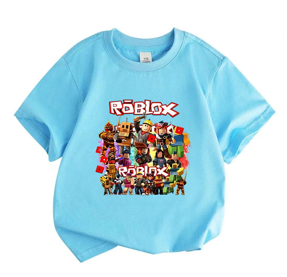 Kids Boys Girls Crew Neck Short Sleeve T Shirt, 100% Cotton Casual Tee with Colorful Game Themed Character Group Print for Children Daily Wear