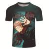 Summer Men's Casual Loose Size Graphic Jujutsu Kaisen Print Round Neck Short Sleeve T-shirt Top