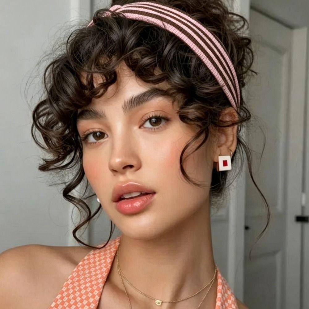 Fashion Striped Elastic Hair Band Sweat-absorbing Soft Wide Hairband Hair Accessories Non-slip Sports Headband