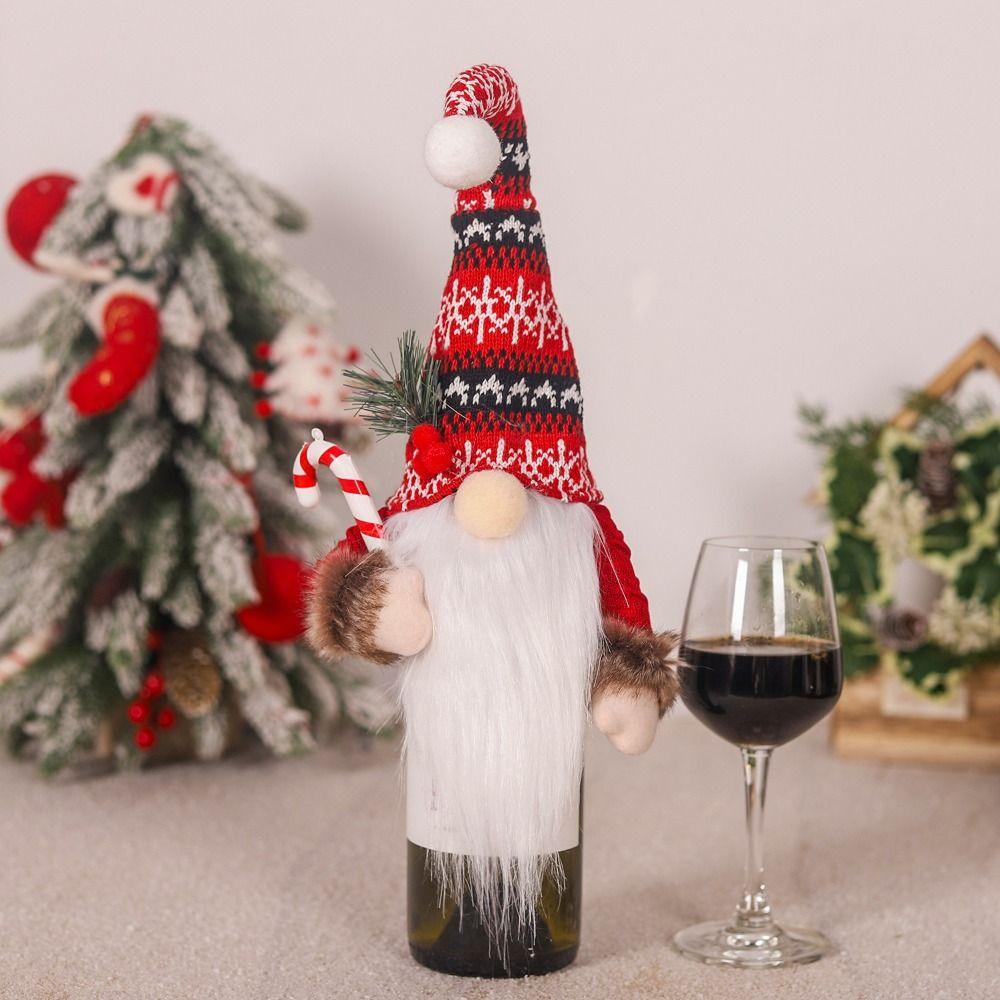 Knitted Christmas Gift Wine Bottle Cover Reusable Champagne Bottle Cover  Holiday Festival Decor