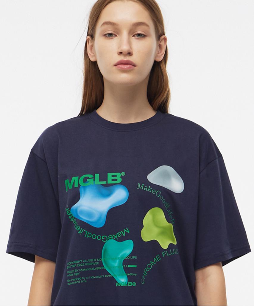 MATCHGLOBE Fluid Graphic Boxy Tee (Navy)