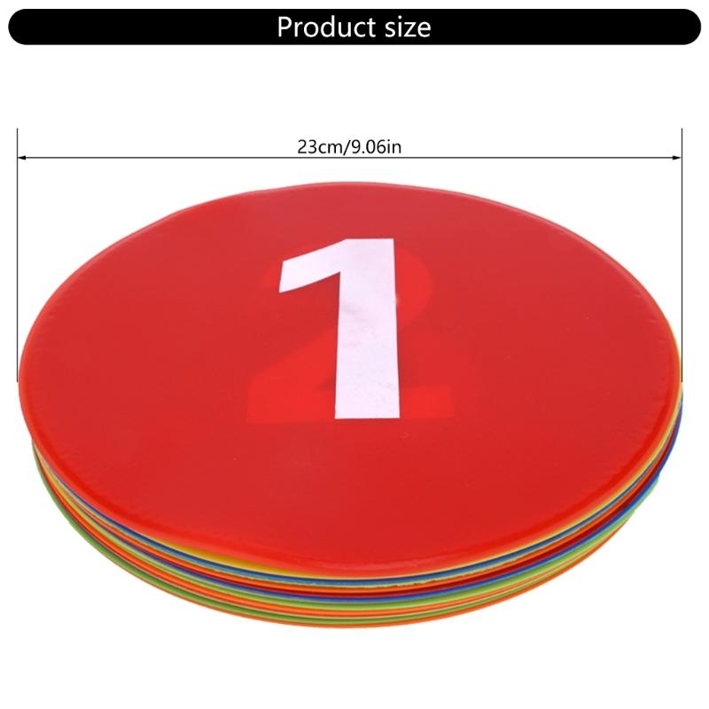 Numbered Spots Marker Flat Floor Spots Markers for Field and Courts Marking Fitness Agility Training Sport Game Exercise
