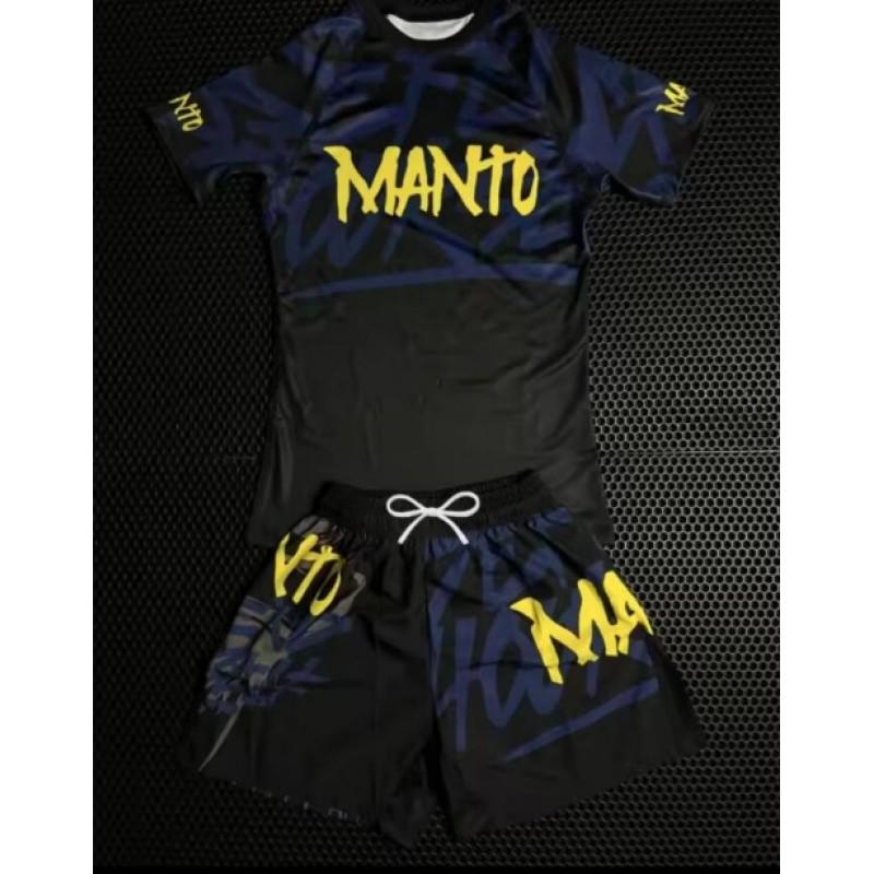 Mens MMA Training Shorts Set 3D Printed Breathable Quick-Dry Sportswear Lightweight Gym Combat Wear