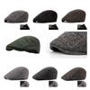 Beret Checkered Duckbill Retro Hat Vintage Men Woollen Cap Accessory Gift Adult