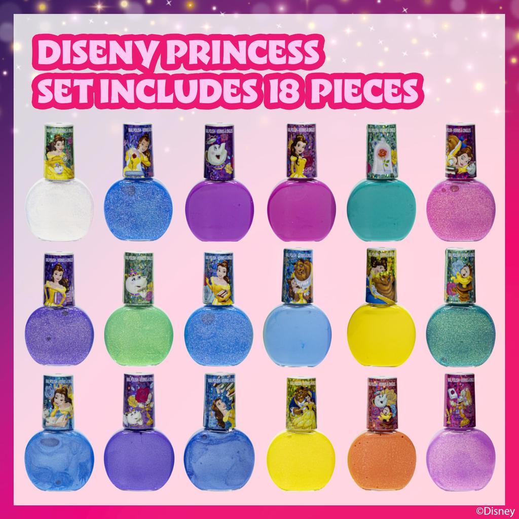 TownleyGirl Disney Princess [18-Piece Peel-Off Nail Polish Set In Box] Kids' Nail Polish - Beauty and the Beast Belle
