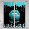 2pcs Lips Printed Translucent Curtains Multi-scene Polyester Rod Pocket Decor Curtains For Living Room Playroom Bedroom Home