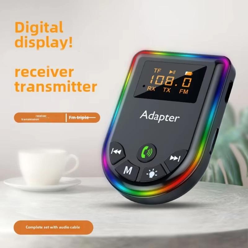 Portable Transmitter Receiver with LED Display TF Card Support AUX HIFI Sound Adapter for Car PC TV Headphones Speakers
