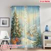 2pcs 2D Flat Printing Merry Christmas Curtains Christmas Village Snow Gifts Digital Printed Polyester Drapes Family Party
