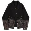 Black Retro Leopard Print Denim Jacket, Women's Fashion Short Jacket, Women's New Jacket