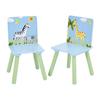 GINGER HOME Table Enfant avec 2 Chaises – Bois Massif, Animaux Safari, Jeu &amp; Apprentissage – Design SAVANNA