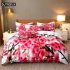 3D Digital Printing Fashion Design Natural Flowers Bedding Set, Queen Size Duvet Cover Set