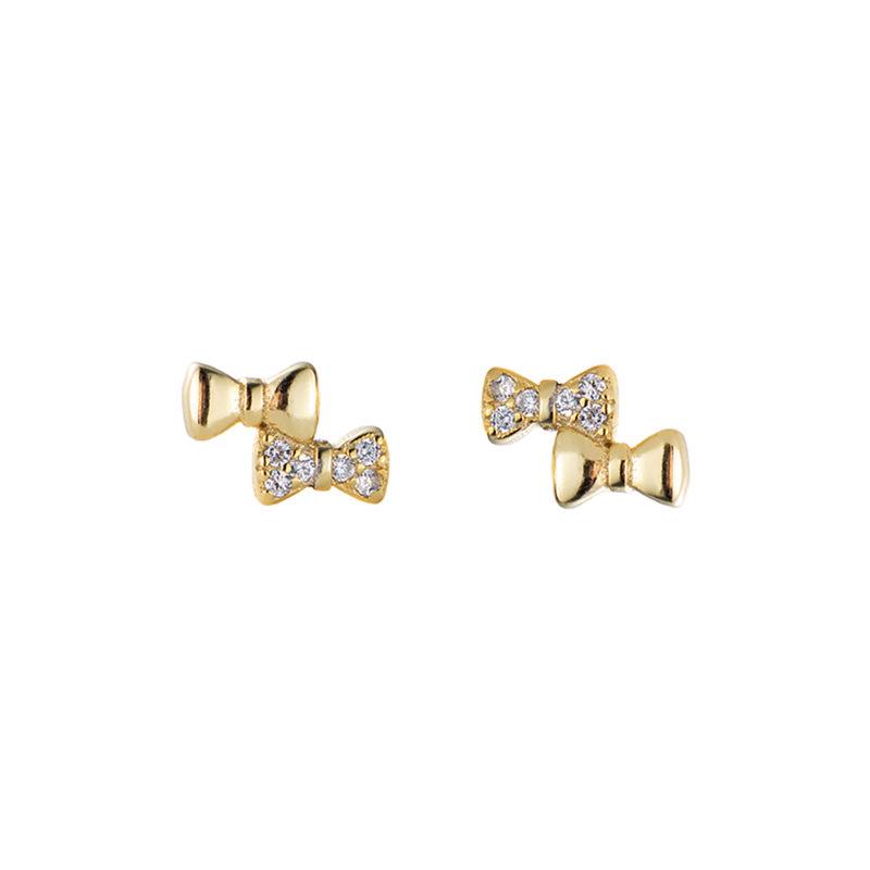 Mini Bow S925 Sterling Silver Zircon Stud Earrings